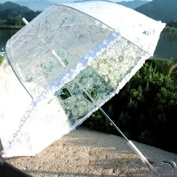 

White Lace Umbrella Arch Shaped Decoration Umbrella Transparent Wedding Parasol Craft Lace Women