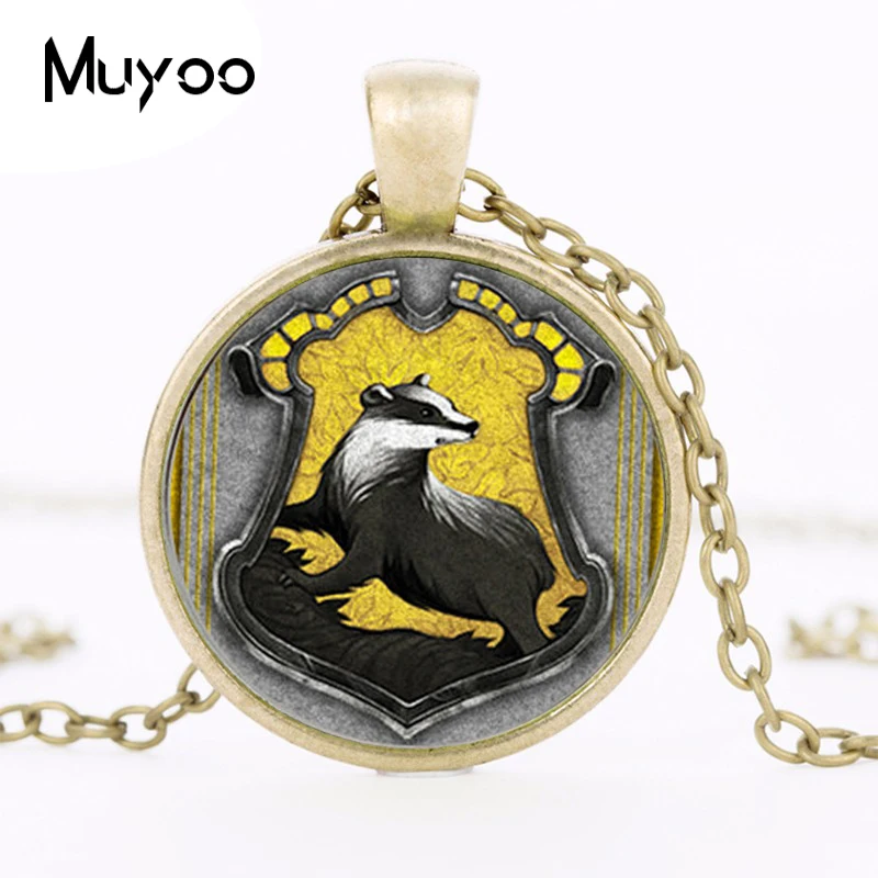 Модный Хогвартс Hufflepuff дом гребень ожерелье Ровена Ravenclaw подвеска украшения подарки стекло кабошон ожерелье s HZ1