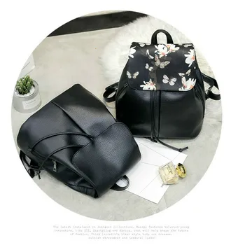 

New women's backpack travel PU leather fashion print canta shoulder bag college wind mochila