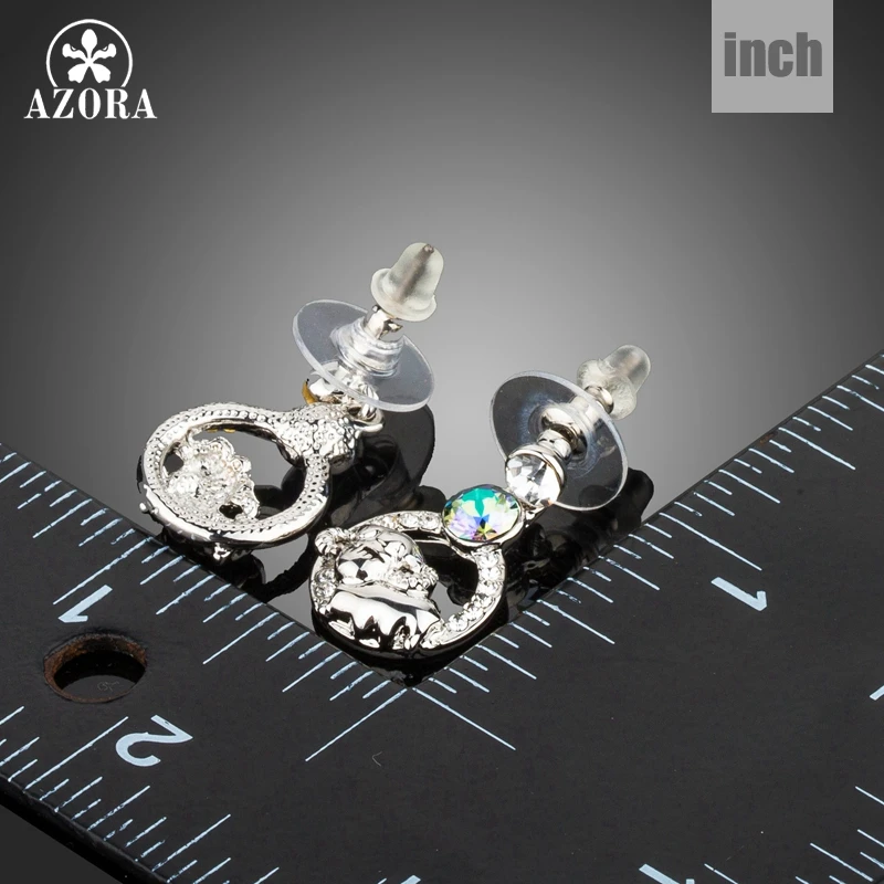 AZORA Cute Sheep Shape Dangle Earring Party Trendy Style Multicolor Austrian Crystals Drop Earrings Women Fashion Jewelry TE0301