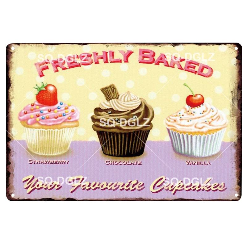 [SQ-DGLZ] новая чашка торт жестяная вывеска пекарня Настенный декор пончики металлические поделки живопись таблички десерт художественный плакат - Цвет: 0904