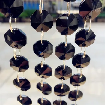 

5Meters Decorative Wdding Black 14mm Octagon Beads Chain Of Glass Crystal Garland Wedding Decoration