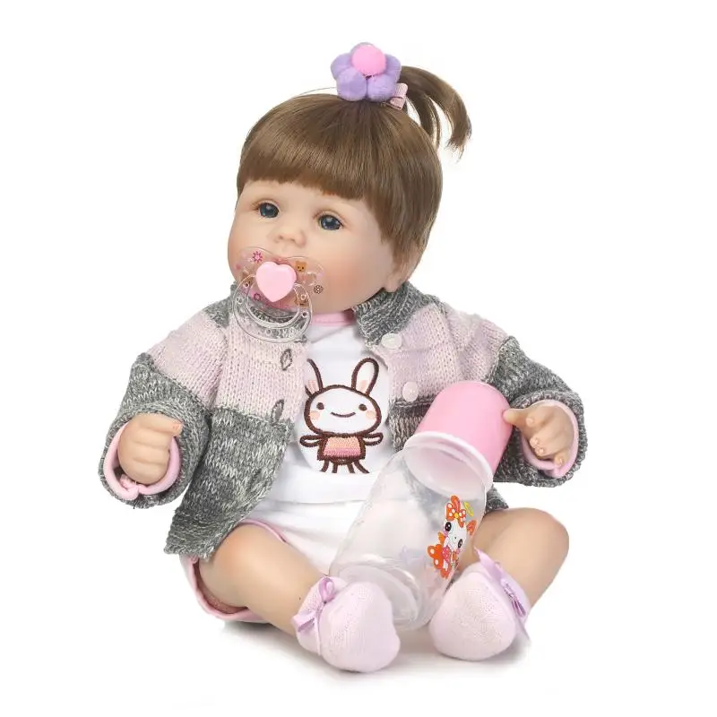 

NPK Collection new arrival 40cm sumilation newborn baby girl with shorted hair best Christmas gift silicone reborn baby dolls