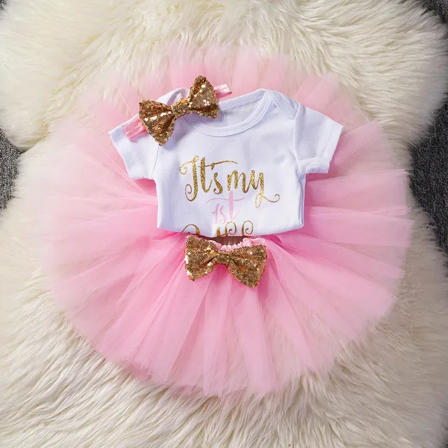My Little Girl 1st Birthday Outfits Sets Tutu Pettiskirt Infant Girl