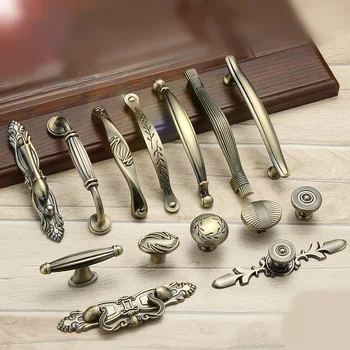 

High quality European kitchen bronze Cabinet Handles Cupboard Door Pulls Drawer Knobs Fashion Furniture Handle Hardware