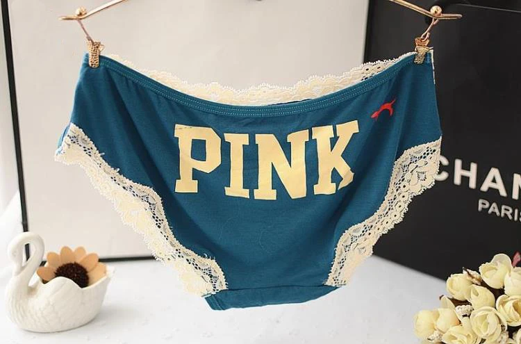 New Brand Woman Cotton Cute Panties Vs Love Pink Women Briefs Lace Decoration for Girls Calcinhas Underwear Lingerie Intimates (6)