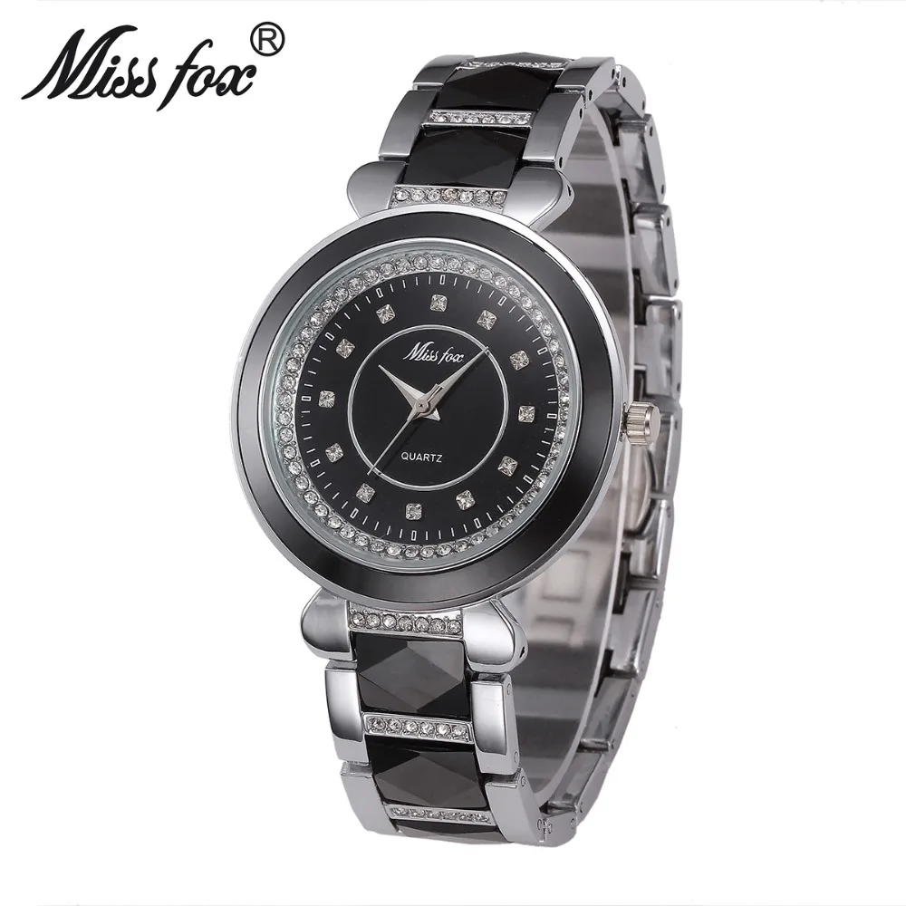 Miss Fox White Ceramic Watches For Women Rhombic Diamond Girls Watch