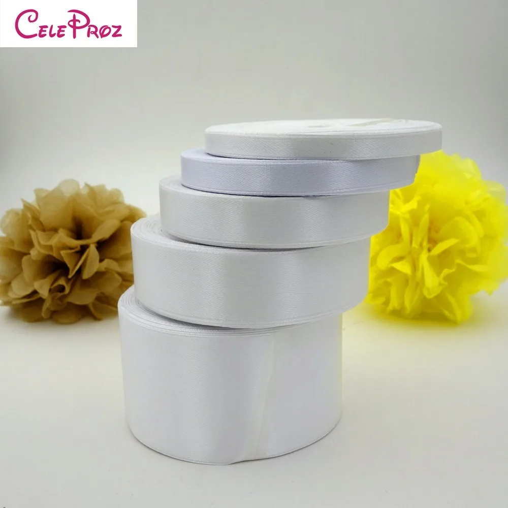 25Yards/Roll White Satin Ribbon For Diy Crafts Headband Bow Scrapbooks