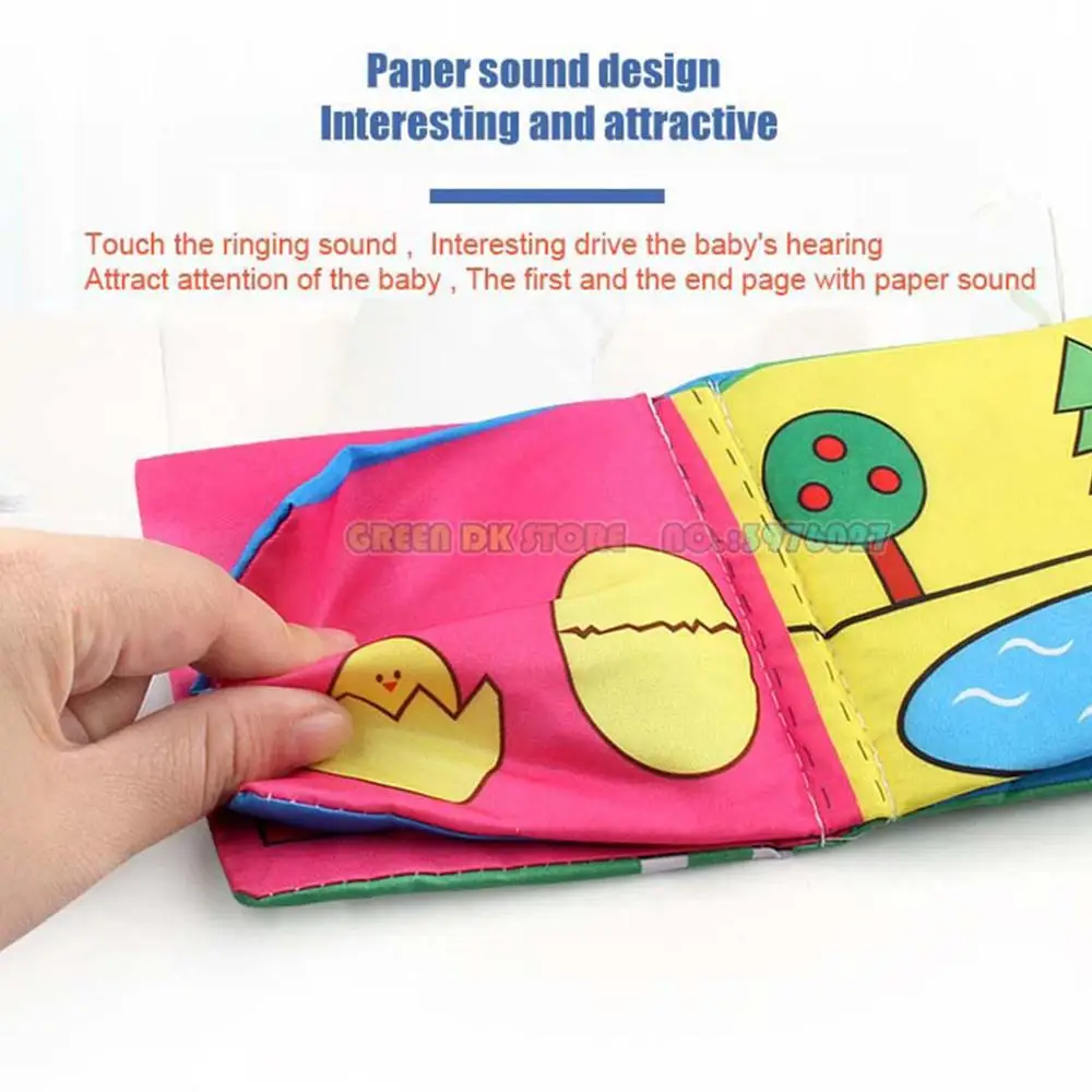 6PCS Fabric Cloth Language Baby Books Intelligent Learning&Education Cartoon Book Kids Early Learning Soft Washable Cloth Books