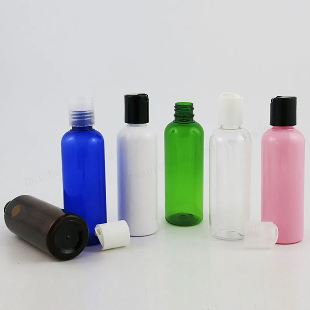 30 x 여행 빈 4 온스 빈 분명 앰버 애완 동물 플라스틱 병 디스크 캡 120ml 투명 화장품 용기