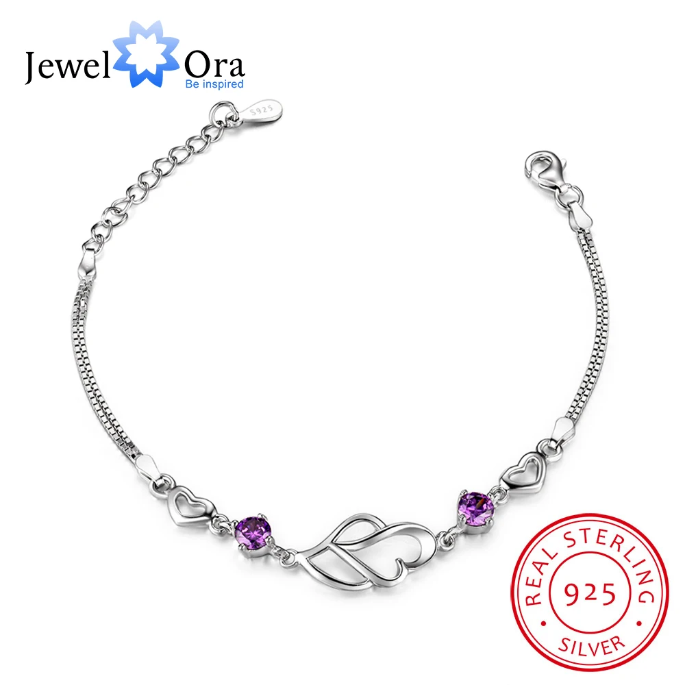 

925 Sterling Silver Bracelets For Women Fashion Party Jewely Purple Cubic Zircionia Bracelets & Bangles Gift (JewelOra BA101889)