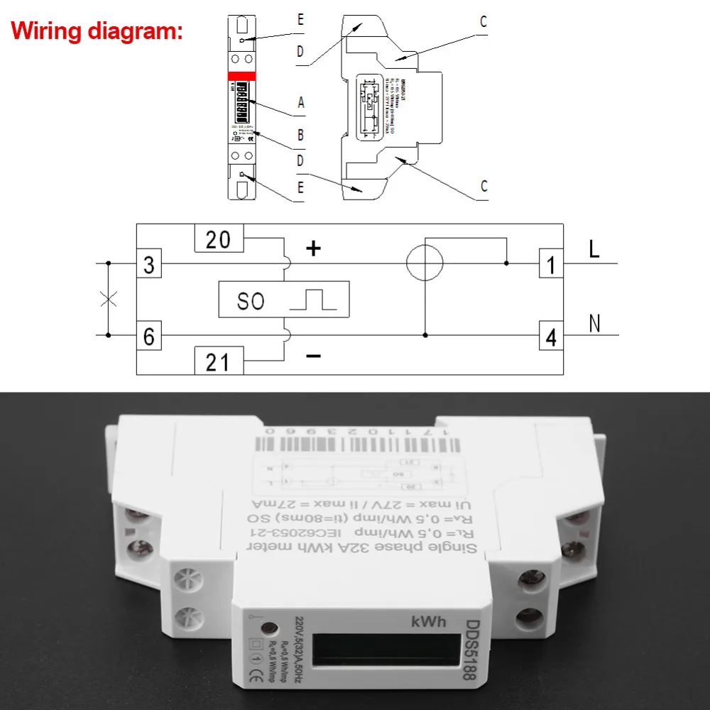 1Pcs Digital LCD 220V Single Phase Electric Meter DIN Rail Energy Meter 5 32A Electronic KWh Meter High Quality-in Energy Meters from Tools on ...