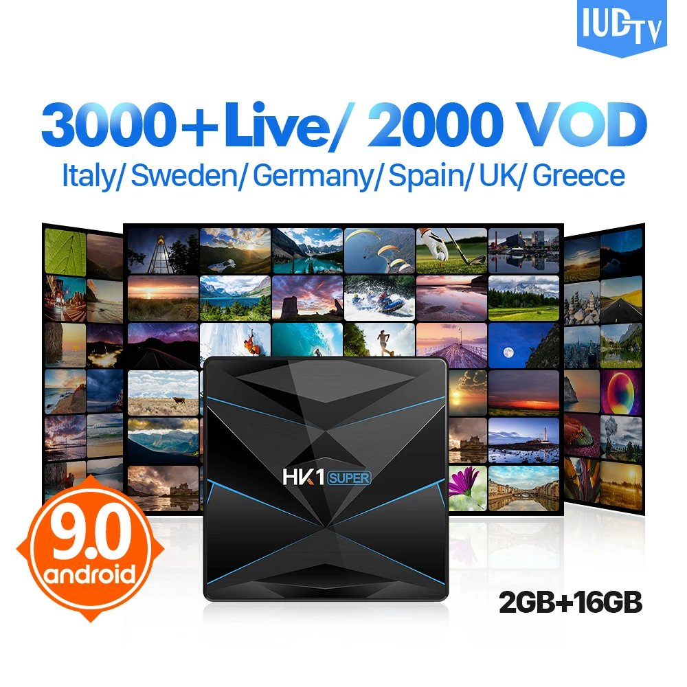 

Sweden IPTV Box Spain Italy Germany UK IP TV HK1 Super Smart Box Android 9.0 IPTV Arabic India Greek 1 Year IUDTV Subscription