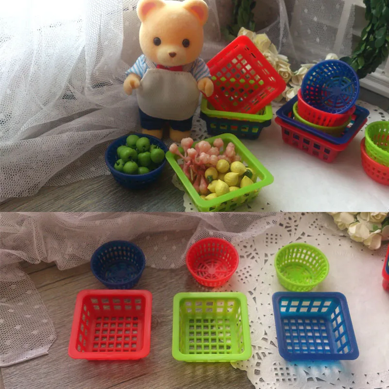 6PCS Dollhouse Miniature Baskets Plastic Mini Basket For Storage Fruit