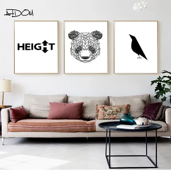 

Artdom No Framed Minimalist Black and White Canvas Painting Oil Pictures Cartoon Nursery Posters Room Decorations