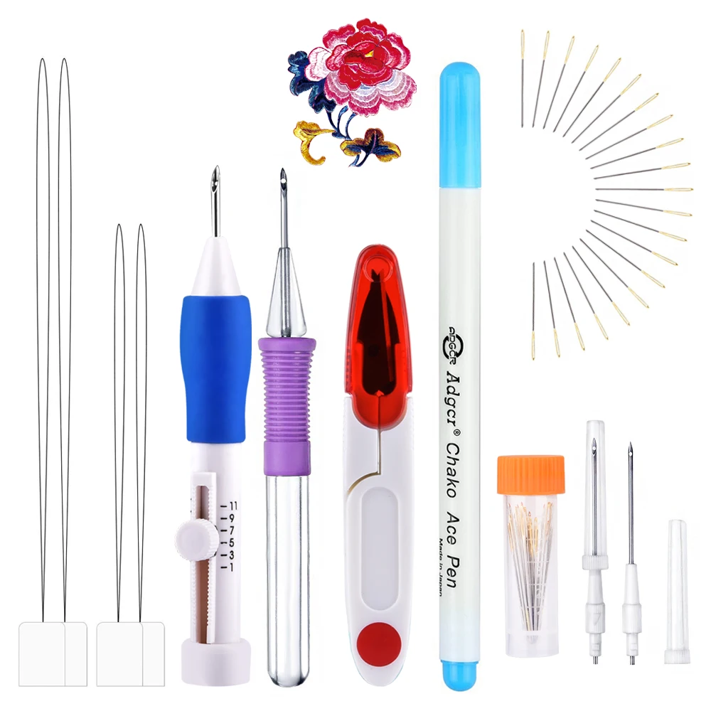 Embroidery punching pen needle set with tweezer punch stitching marker Embroidery punching pen needle set with tweezer punch stitching marker