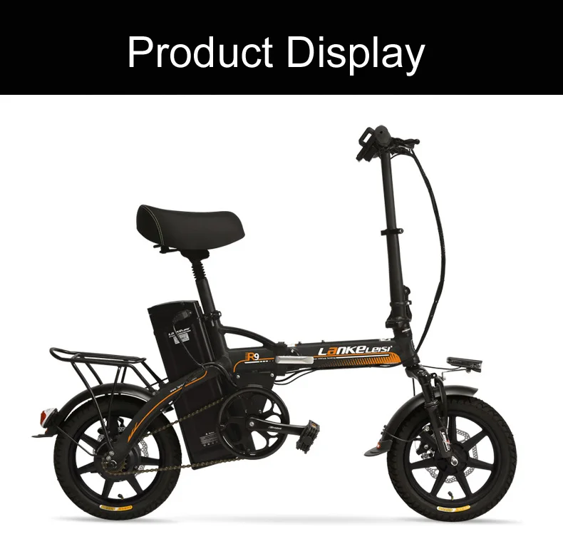 R9 портативный 14 дюймов складной электрический велосипед, 48 В 23,4ah сильная литиевая батарея, интегрированное колесо, подвеска EBike