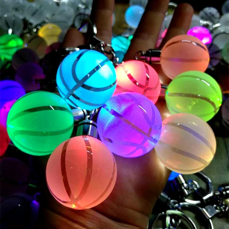 Key Ring Colorful Glow Crystal Football Soccer Basketball Earth Keychain Keyring Fan Birthday Gift Anniversary Fans Club Pattern (5)