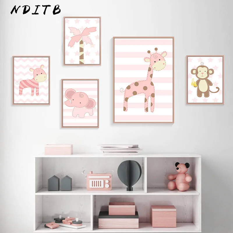 

Woodland Animal Giraffe Monkey Canvas Posters Baby Nursery Wall Art Prints Cartoon Painting Nordic Kids Decoration Pictures