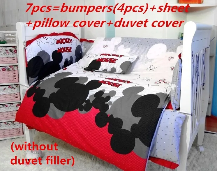 Promotion! Cartoon 6-7pcs With Filler Baby crib bedding set baby bed set bedding bumpers