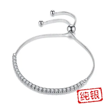 

Sterling Silver Bracelet Jewelry for Women Wholesale High Quality Hand Jewelry Elegant Tennis Zircon Crystal Bracelet Luxury