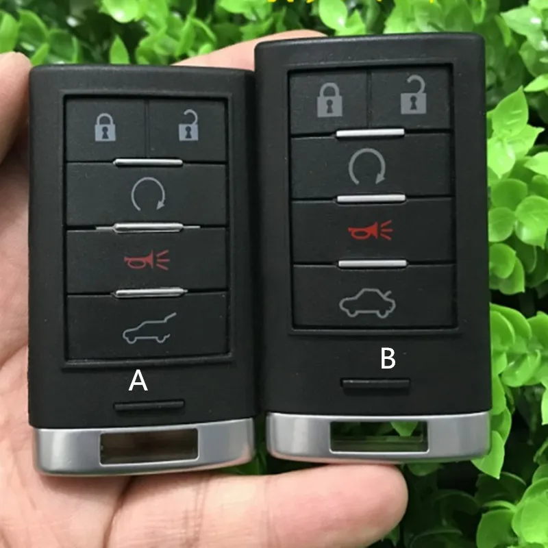 

DAKATU Replacement 5 Buttons Car Key Shell For Cadillac CTS DTS SRX SLS Smart Remote Key Case Entry Fob Key Cover Blank