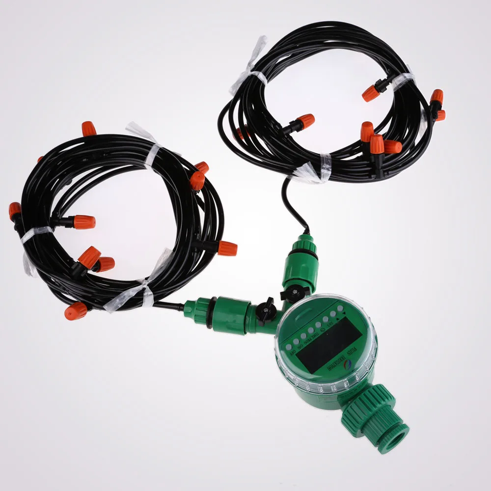 

15m 4mm Hose with Micro Drip Irrigation Kit with Nozzle Sprinkler and Timer Garden Sprayers Watering System E5M1