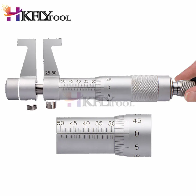 25-50 мм Внутренний микрометр штангенциркуль, внутренний микрометр для измерения внутри 0,01 мм метрический твердосплавный храповый винт