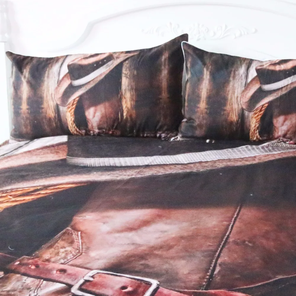 BeddingOutlet Cool Western Cowboy Bedding Set Hat On The Boots Duvet Cover Set with Pillowcases Super Soft Bedclothes 3 Pieces