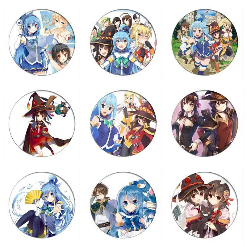 

Manga Kono Subarashii Sekai ni Shukufuku wo Cosplay Badge Brooch KonoSuba Akua Pins Megumin Collection Badges for Backpacks