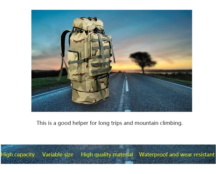 100L70L водонепроницаемый Камуфляжный Большой Вместительный багажный открытый рюкзак мужская дорожная сумка может быть расширена Сумка для кемпинга альпинизма
