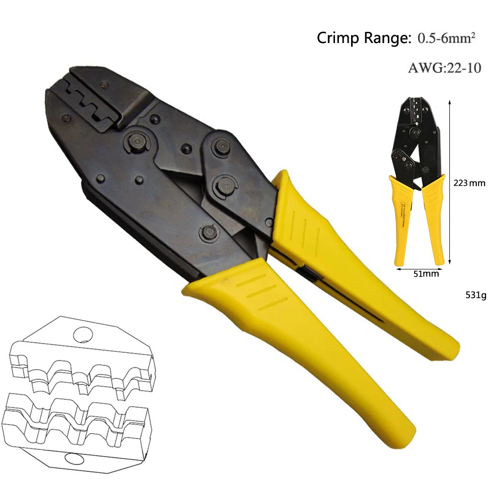 Ratchet Crimping Tool Crimper Pliers Set with 1000pcs Pre-insulated Terminals Assortment Kit