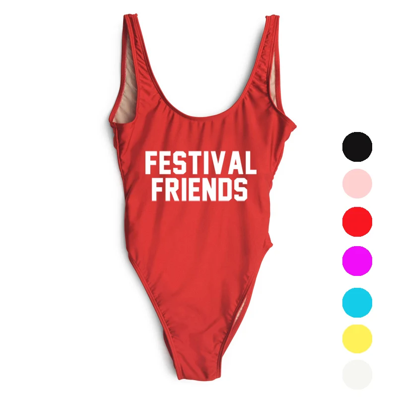 New Sexy 2017 Bikinis One Piece Swimsuit FESTIVAL FRIENDS New Letter
