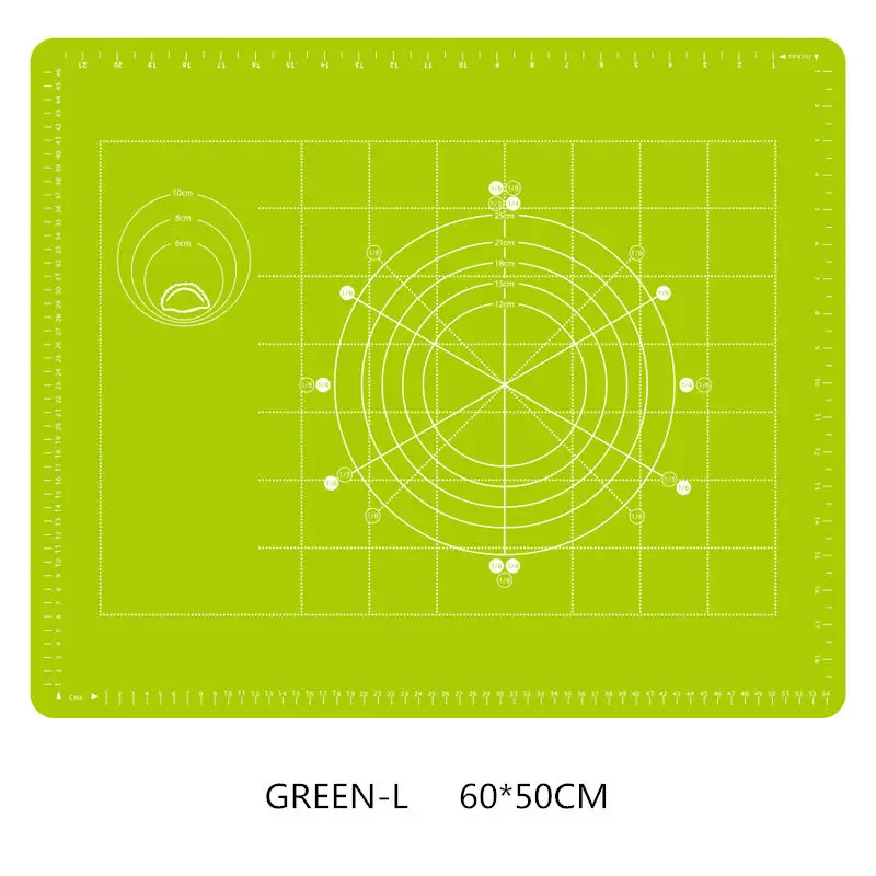 60*50(40) см силиконовый коврик для выпечки с антипригарным покрытием для приготовления теста для пиццы, подставка-держатель, инструменты для приготовления пищи, формы для выпечки, аксессуары для кухни - Цвет: GREEN-L