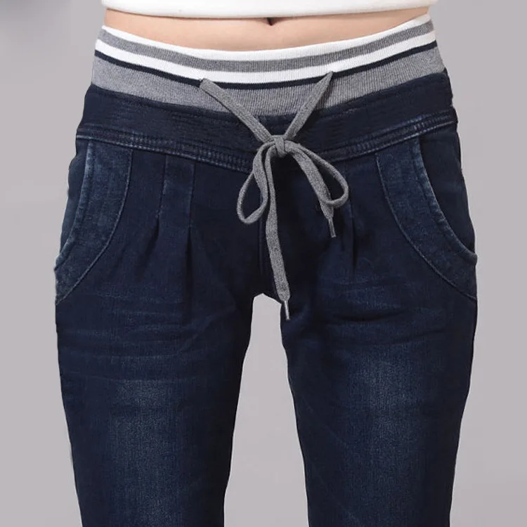 Women Spring Summer Elastic Waist Casual Jeans 2017 High
