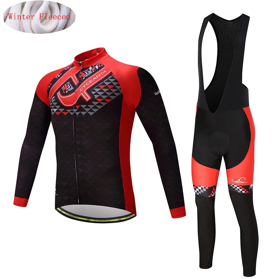 

Winter Thermal Fleece Cycling Jersey Kit Road Bicycle Clothing Bike Warm Jacket Suit Maillot Coolmax Pad Bib Pants MTB