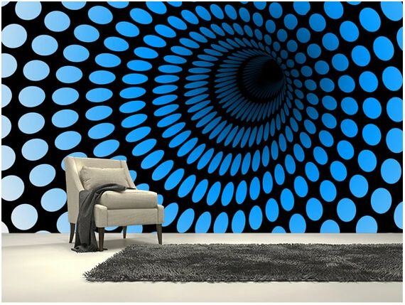 

Custom 3D art wallpaper, Blue Tunnel CGI murals for apartment building in the background of the wall vinyl papel de parede