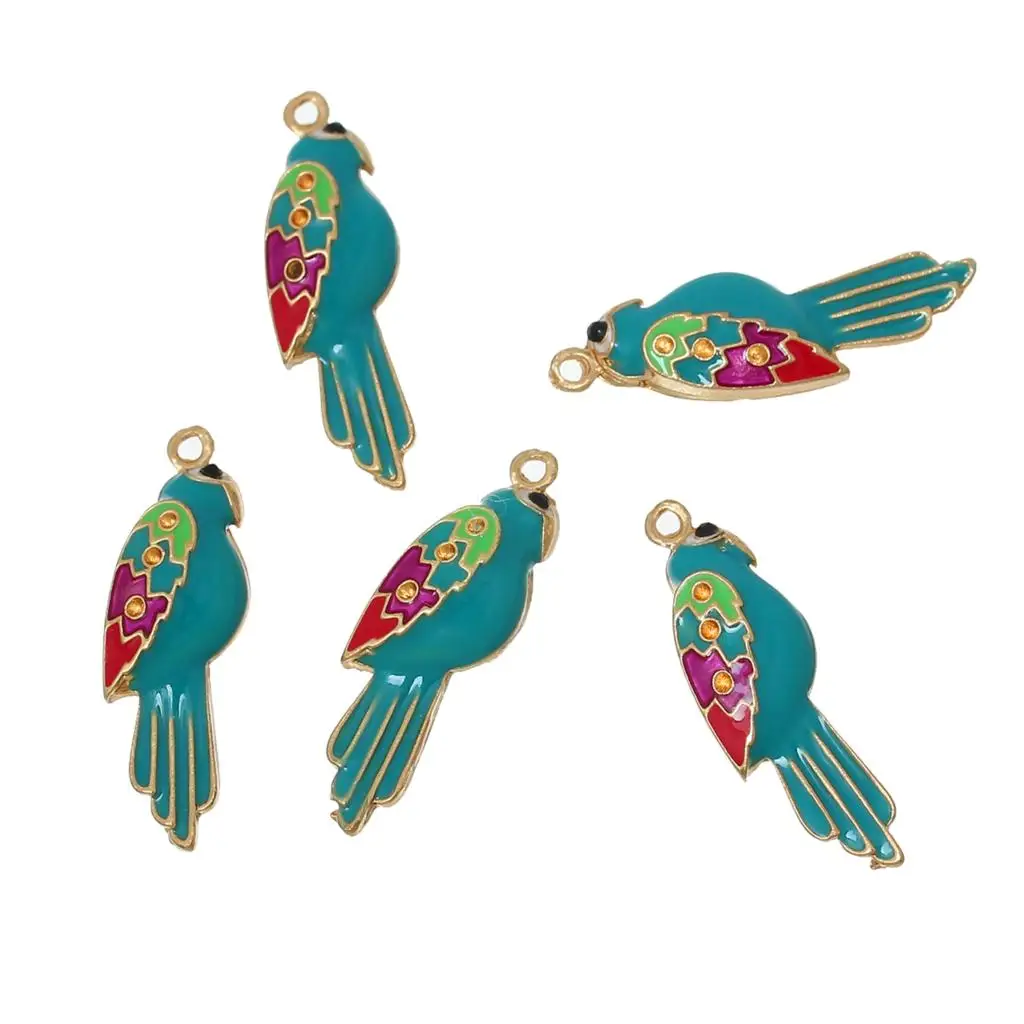 DoreenBeads подвески из цинкового сплава в виде попугая золотого цвета разноцветные
