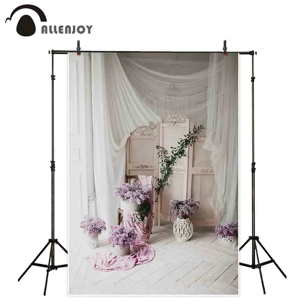 

Allenjoy Photography backdrop wedding flower Vintage decorated wooden floor window background photocall photobooth photo shoot