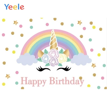 

Yeele Unicorn Backdrop Birthday Backdrop Rainbow Star Point Cloud Photography Background Photographic Backdrops for Photo Studio
