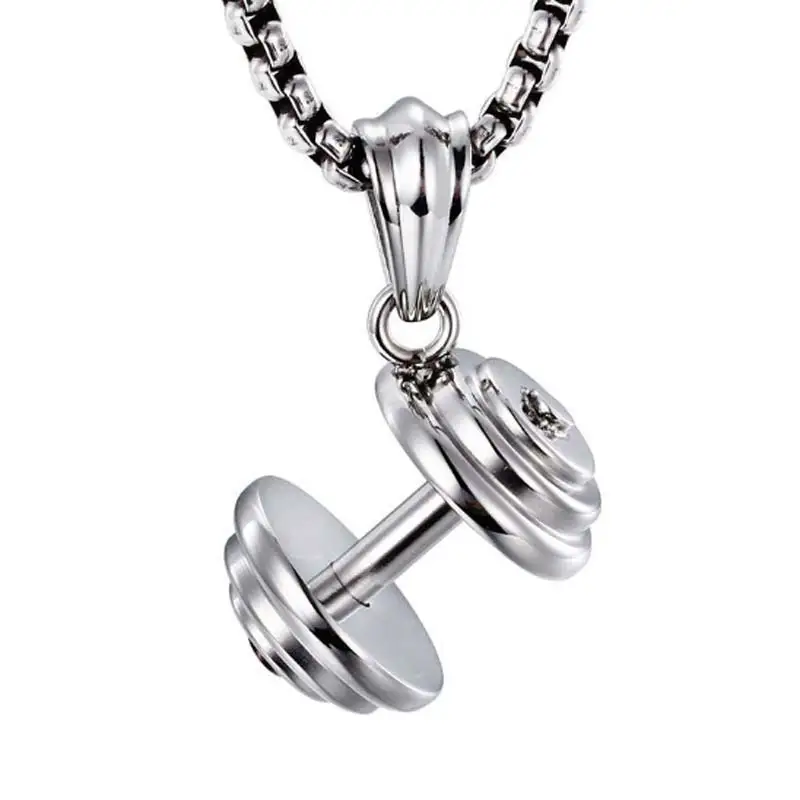 Gym Dumbbell Pedant Necklace Weightlifting Exercise Necklace Bodybuilding Crossfit Fitness