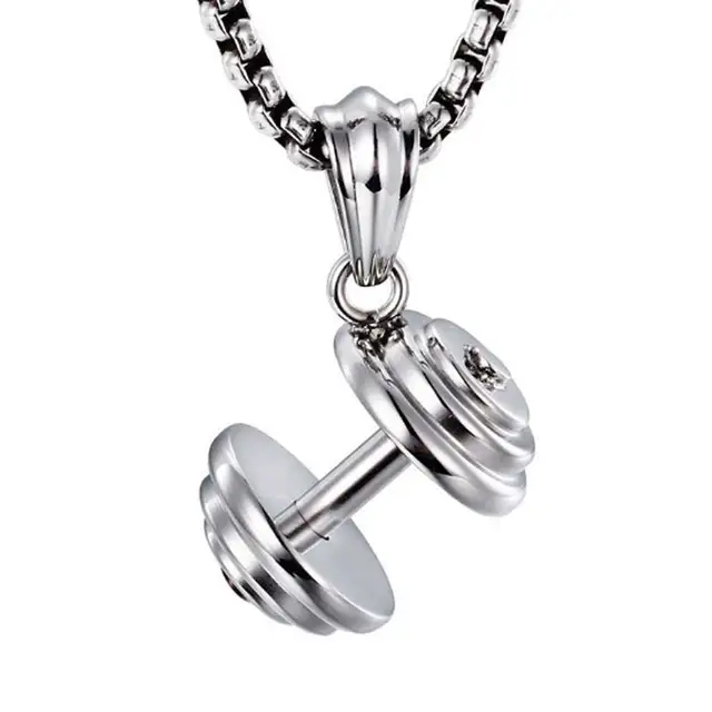 Gym Dumbbell Pedant Necklace Weightlifting Exercise Necklace