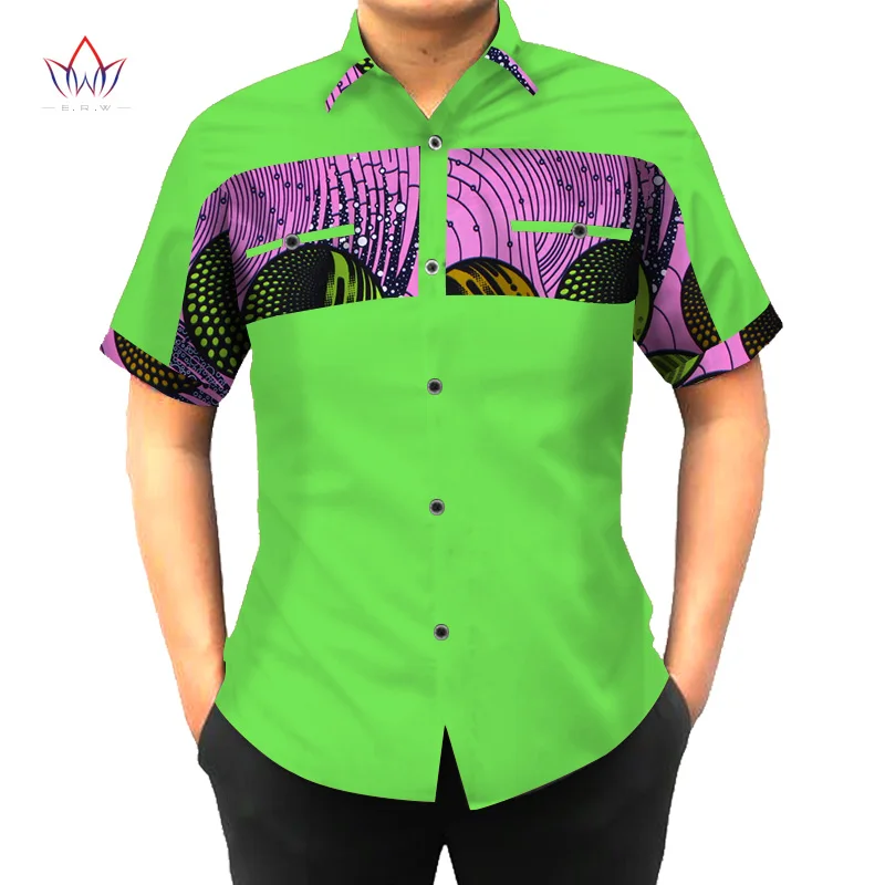 На заказ африканская одежда с принтом рубашка мужская с коротким рукавом Дашики Мужские Рубашки s Slim Fit африканская одежда размера плюс 6XL BRW WYN302 - Цвет: 16