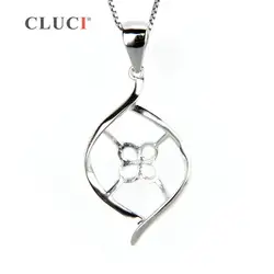 CLUCI 3 шт Оптовая цветок клевера в форме серебро 925 Подвески Подвеска для Для женщин Jewelry 925 пробы Серебряный кулон с жемчугом монтажа