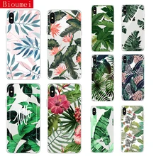 Bioumei Retro Summer Leaf Case For iPhone X XS 7 8 Plus XR XS Max Soft TPU Silicon Color Leave Print Back Cover 68 leaf print iphone case