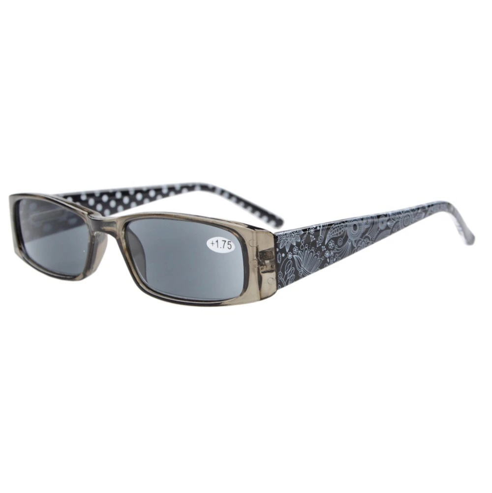 R006P Gray Lens Spring Hinges Polka Dots Temples Reading Glasses Sun