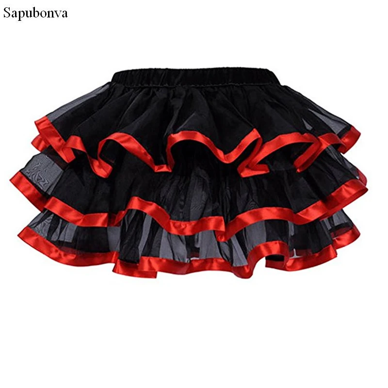 

Sapubonva Tulle Skirts Womens Adult Tutu Skirt Faldas Saias Femininas Pleated Midi Costume Corset Skirts Ladies Plus Size Red