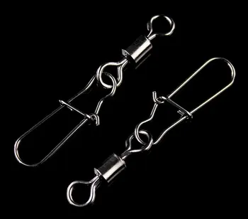 

100pcs American Character Fishing Tackle Rolling swivel With Crosslock Snap Fishing Tackle Ring Accessories Stainless Steel