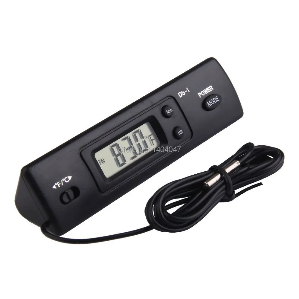 

1PC DS-1 Digital LCD Display Thermometer Electronic Clock Measurement Indoor Outdoor Temperature Household Probe Thermograph
