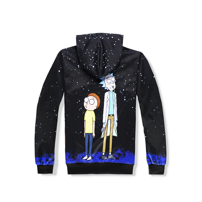  Cartoon Rick and Morty Starry sky Hoodies 2018 Autumn fashion Women Male Hoody Coats Hooded Sweatsh